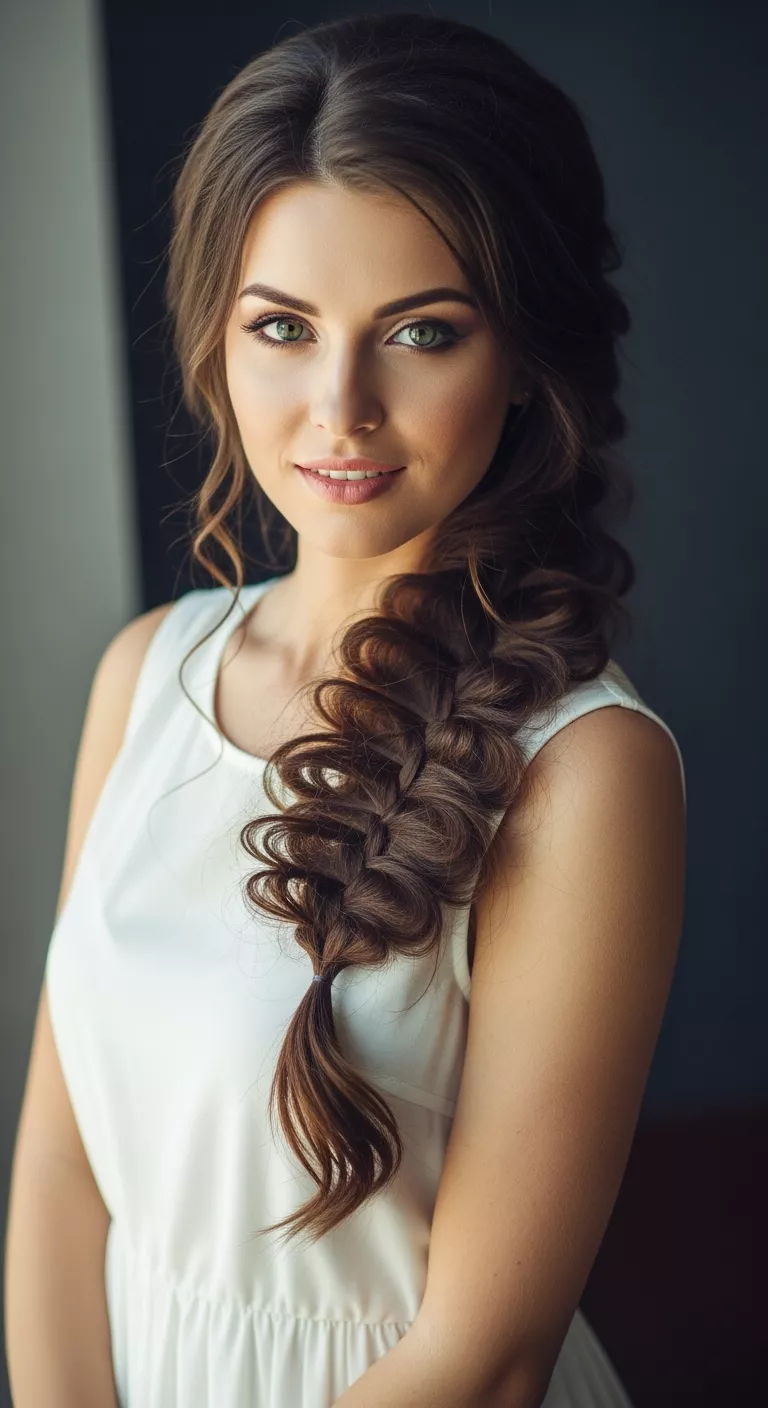 A beautiful 29-year-old woman with a side braid.